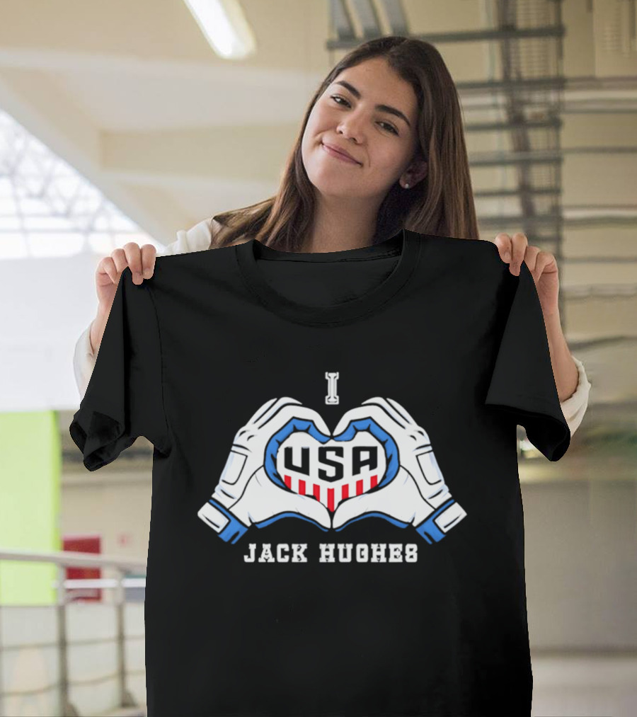 I Love USA Jack Hughes Hockey Fan Winner T-Shirt