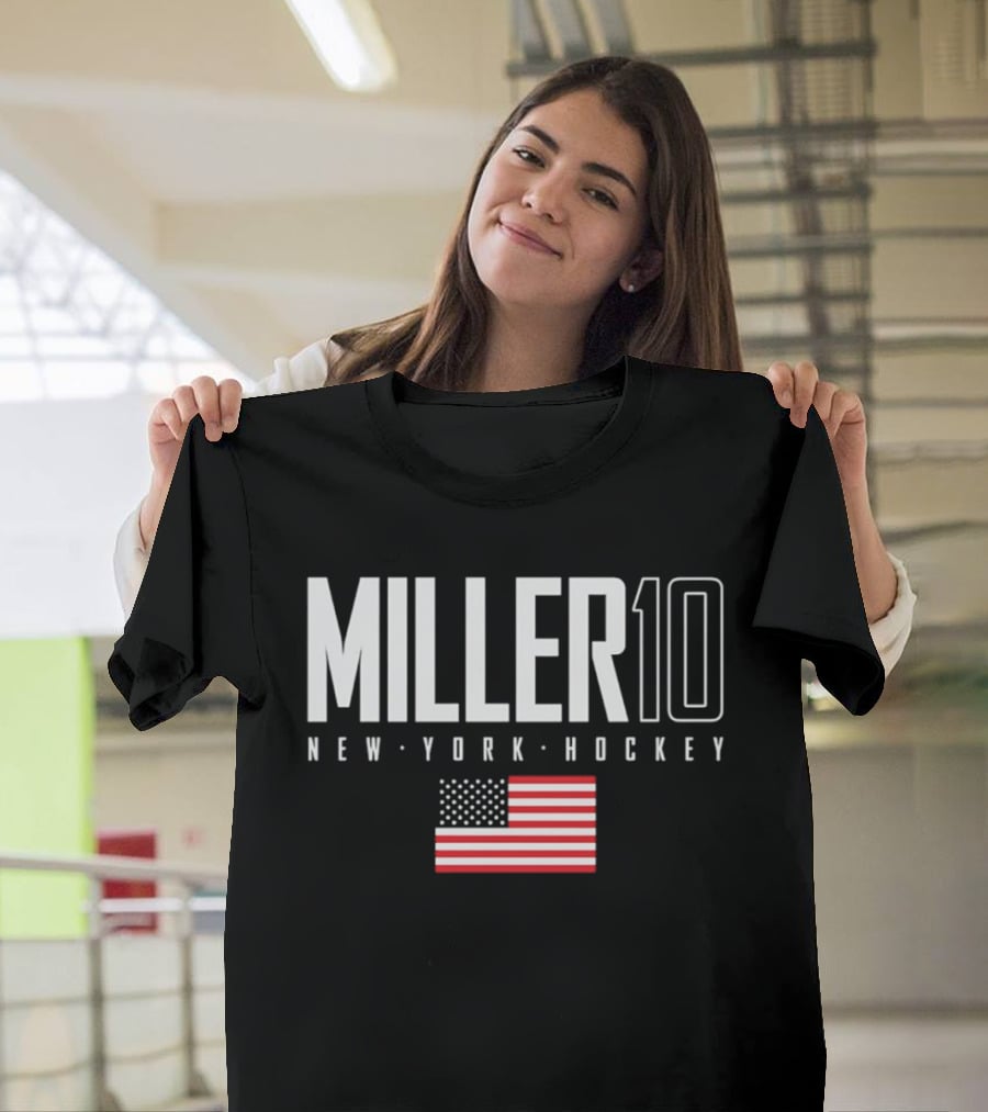 Miller 10 New York Hockey USA Flag T-Shirt