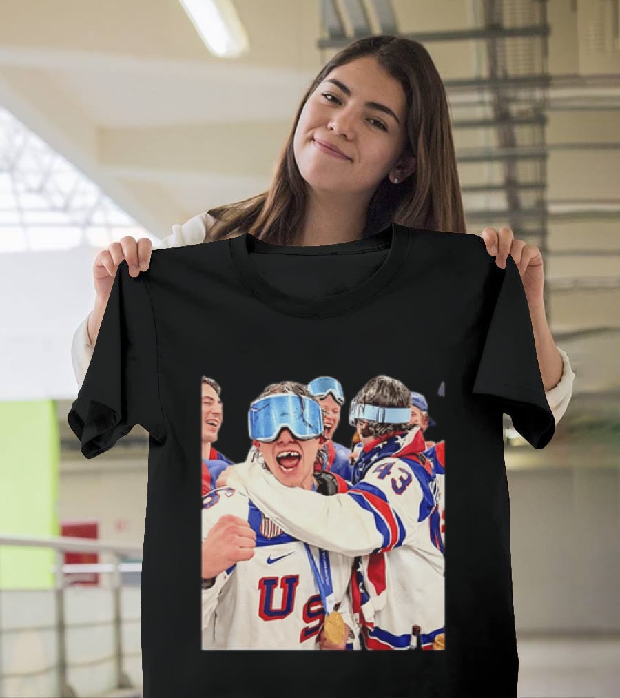 USA Hockey Gold Medal Celebration Jack Hughes Team USA 2026 T-Shirt