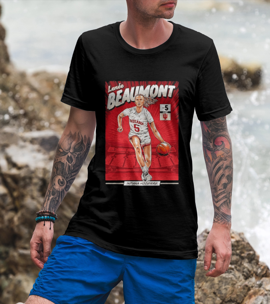 Lenée Beaumont Indiana Hoosiers No 5 Comic Basketball Athlete T-Shirt