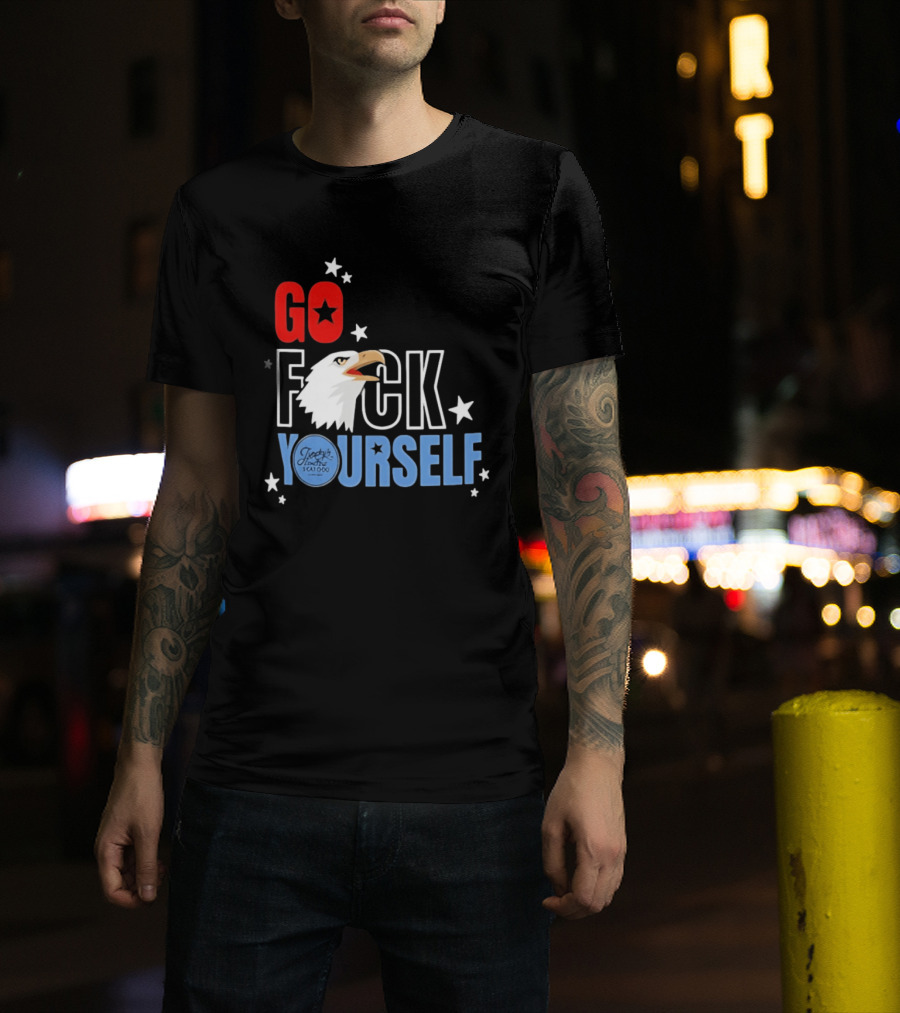 Jimmys Famous Seafood Go F Yourself Bald Eagle Stars T-Shirt