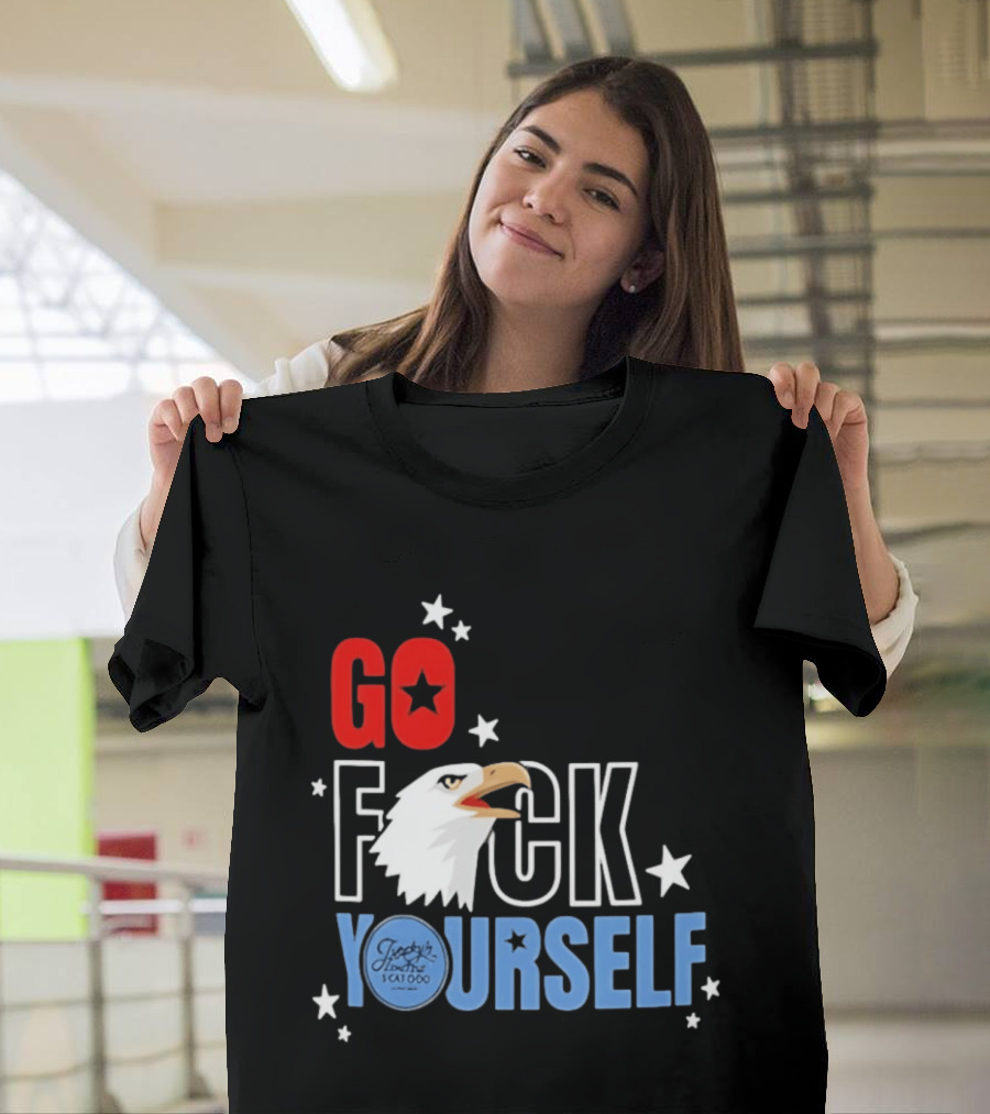 Jimmys Famous Seafood Go F Yourself Bald Eagle Stars T-Shirt