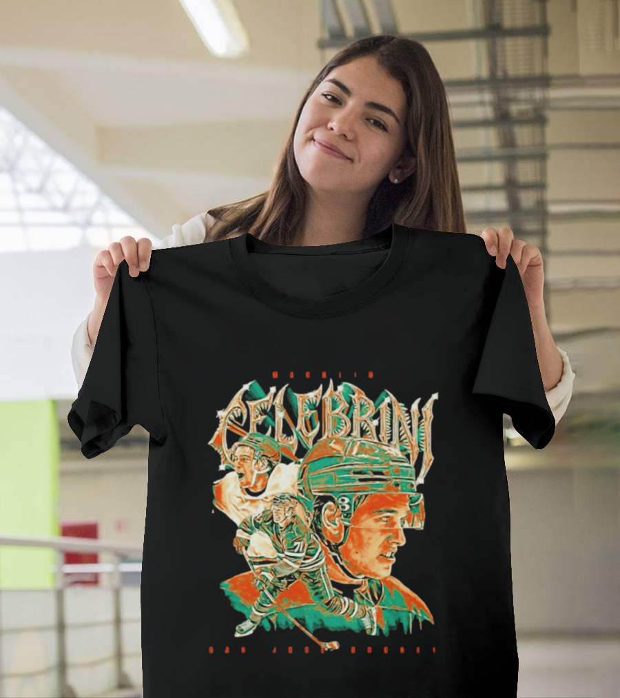 Macklin Celebrini Hockey San Jose Collage T-Shirt