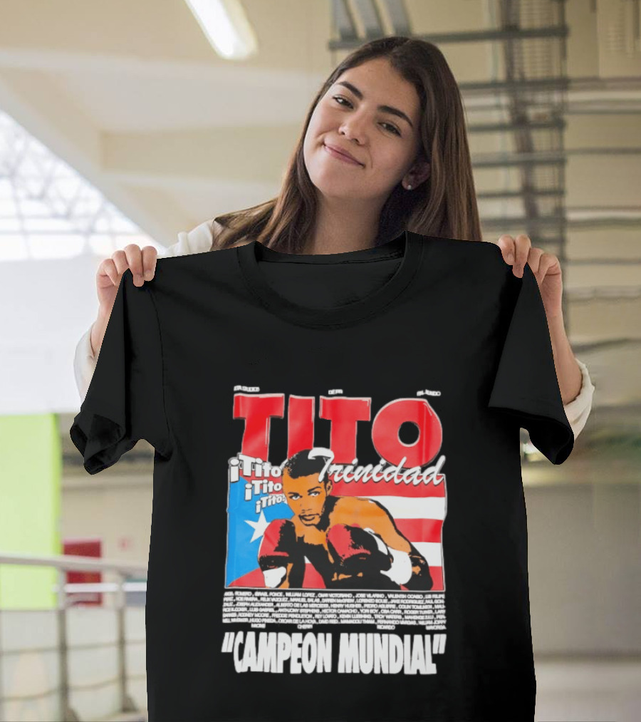 Tito Trinidad Campeon Mundial Puerto Rican Flag Boxing Legend T-Shirt
