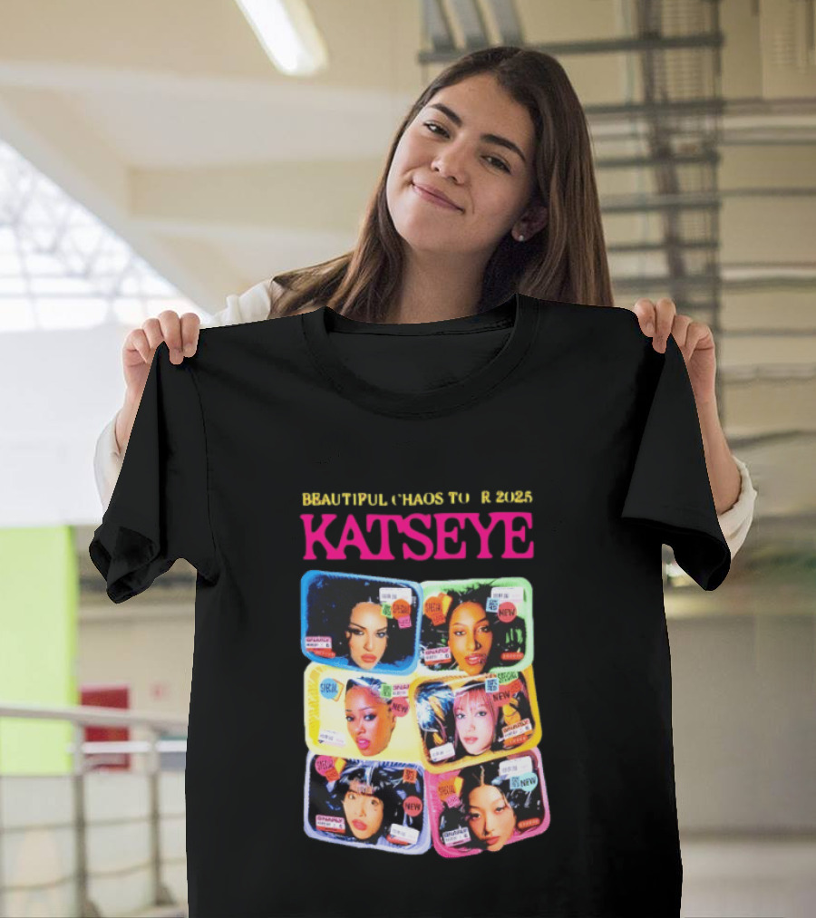 Beautiful Chaos Tour 2025 Katseye Selfie Expressive Portraits 90s Pop T-Shirt