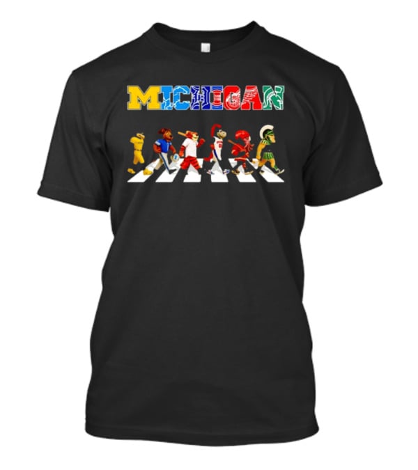 Michigan Wolverines Detroit Lions Tigers Pistons Red Wings Spartans Abbey Road T-Shirt