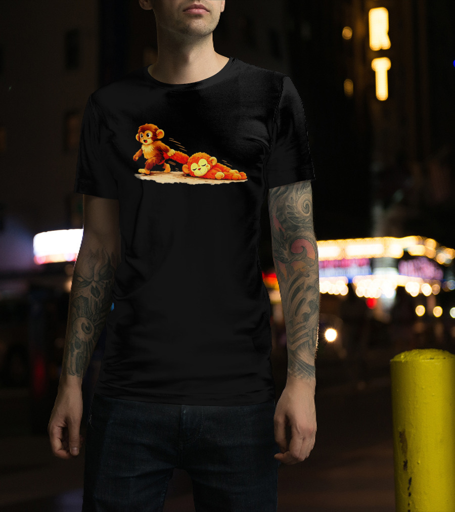 Monkey Baby Pulling Sleeping Monkey Meme T-Shirt