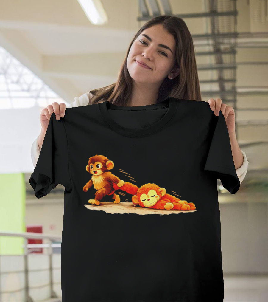 Monkey Baby Pulling Sleeping Monkey Meme T-Shirt