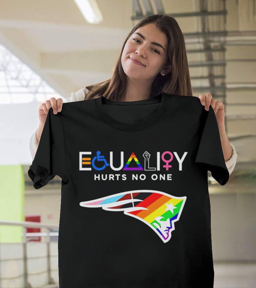 New England Patriots Equality Hurts No One Inclusive Pride Logos T-Shirt