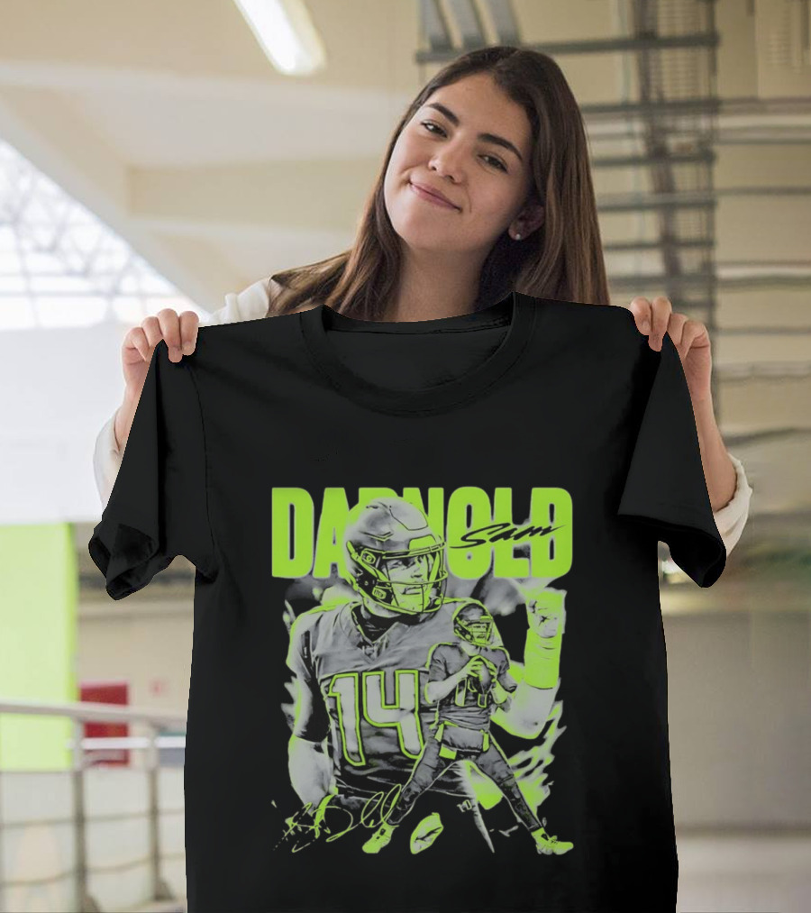 Sam Darnold Seattle Number 14 Neon Sports T-Shirt