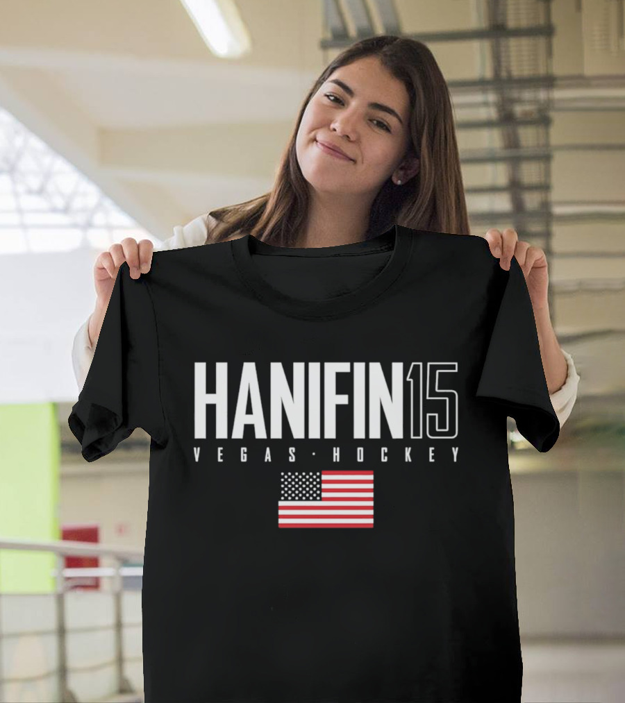 Hanifin 15 Vegas Hockey USA Flag T-Shirt