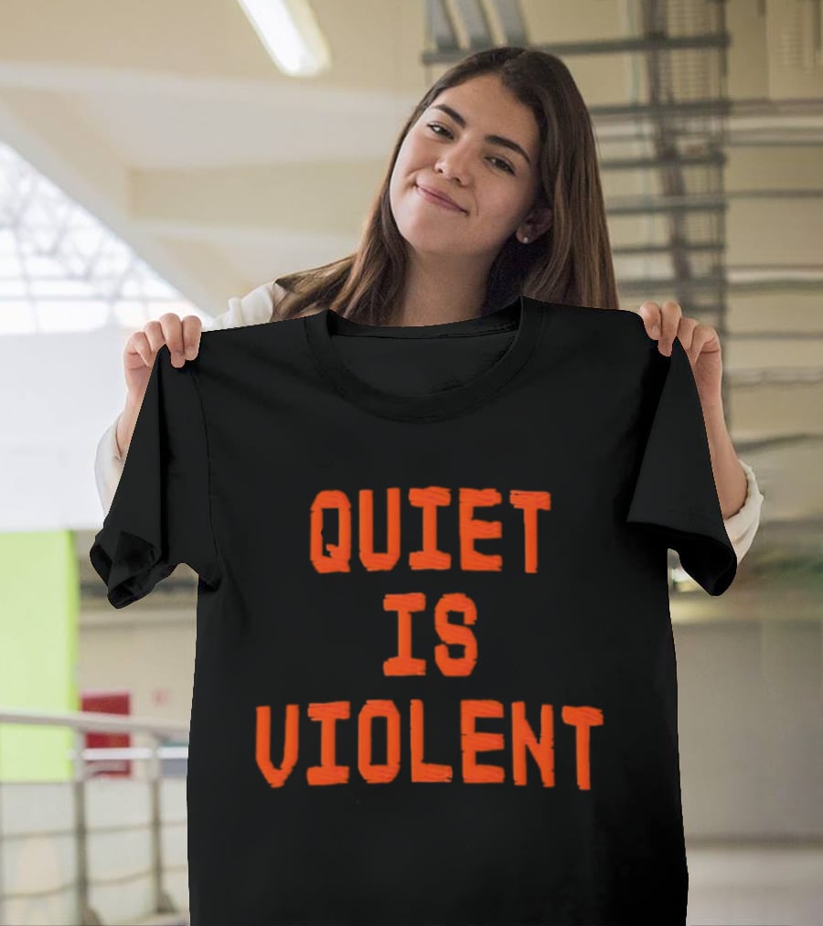 QUIET IS VIOLENT Orange Textual T-Shirt