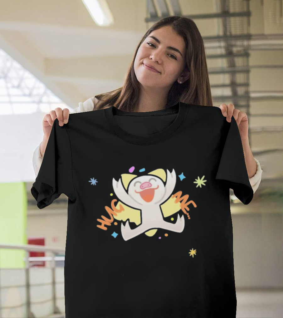 Shovda Hug Me Cute Cartoon Pig With Colorful Stars And Burst T-Shirt