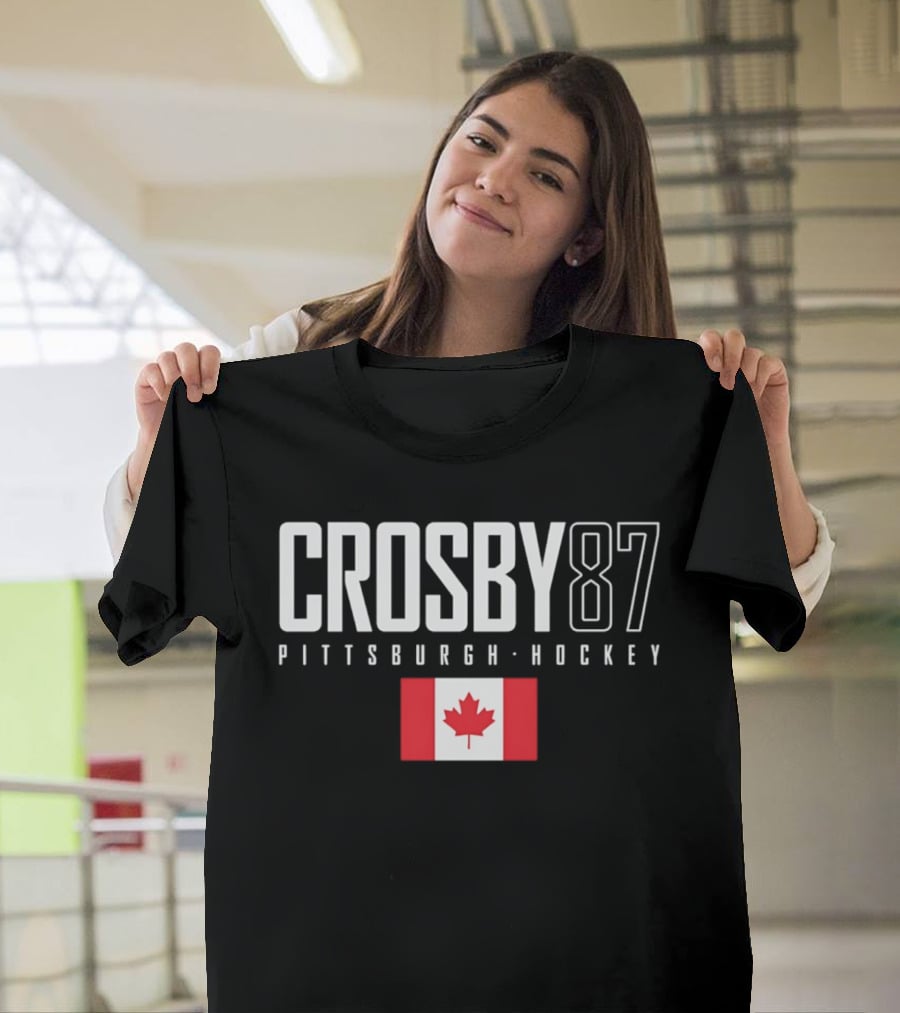 Crosby 87 Pittsburgh Hockey Canada Flag T-Shirt