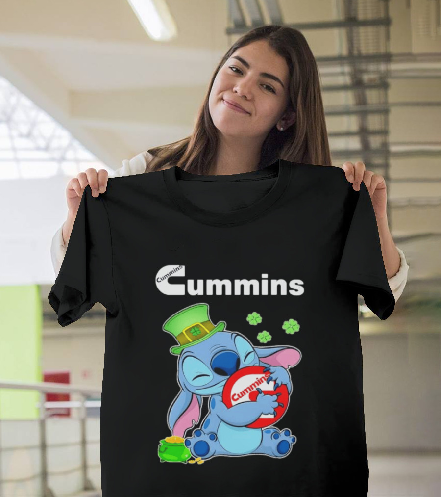 Cummins Stitch St Patricks Day Green Hat Shamrocks Hugging Coin Пот Gold T-Shirt