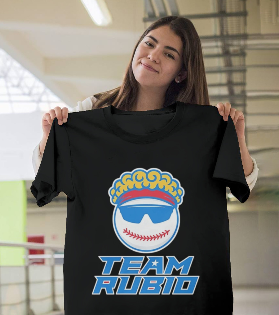 Team Rubio Baseball Puerto Rico Sunglasses Curly Hair T-Shirt