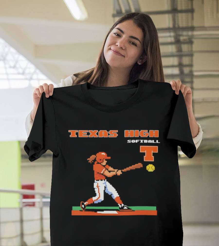 Texas High Softball Player Pixel Art T T-Shirt