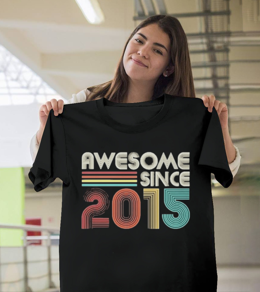 Awesome Since 2015 Retro Stripes T-Shirt
