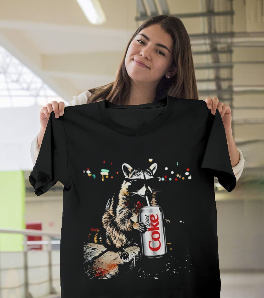 Three Raccoons Holding Diet Coke Can T-Shirt