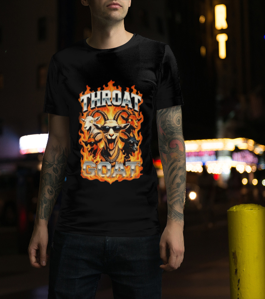 THROAT GOAT Fire And Flame Adult Humor Comedy T-Shirt
