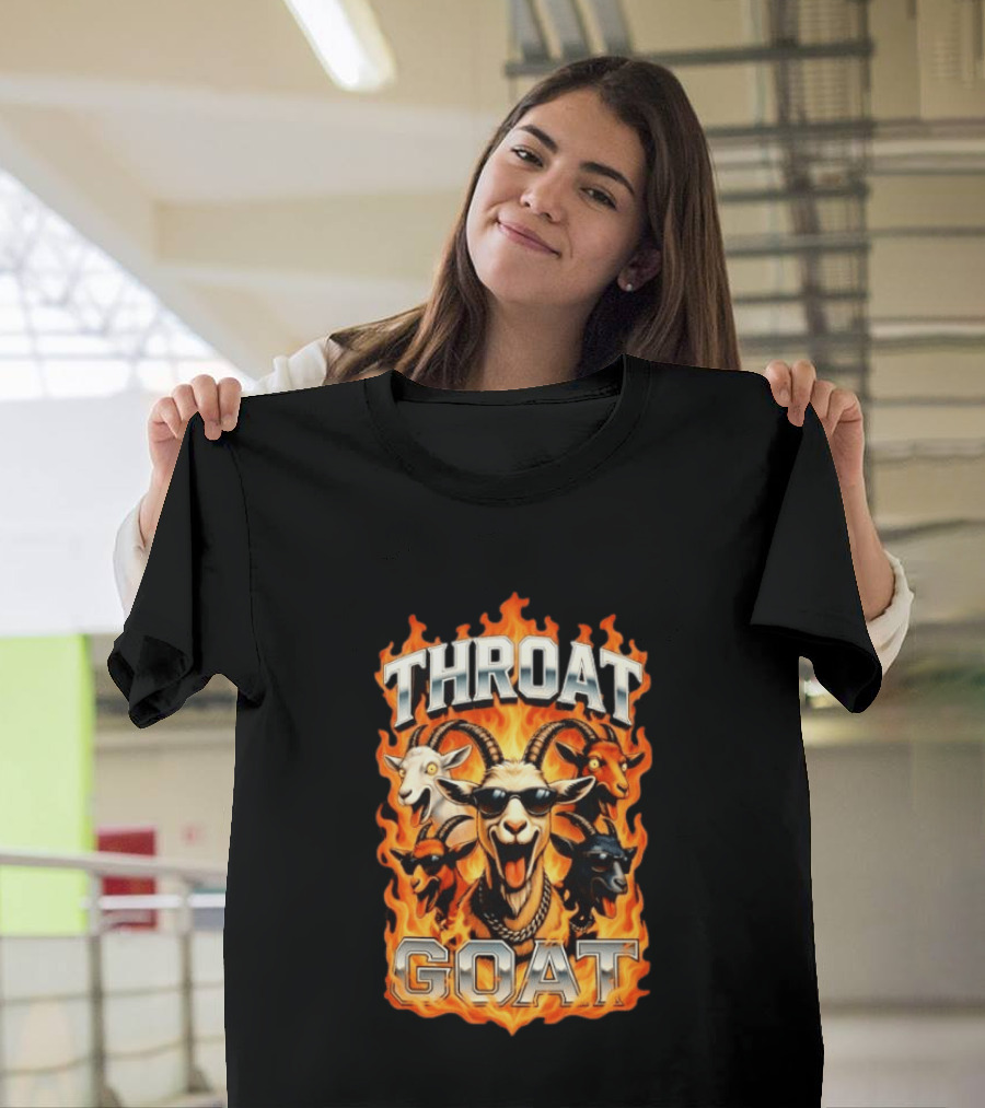 THROAT GOAT Fire And Flame Adult Humor Comedy T-Shirt