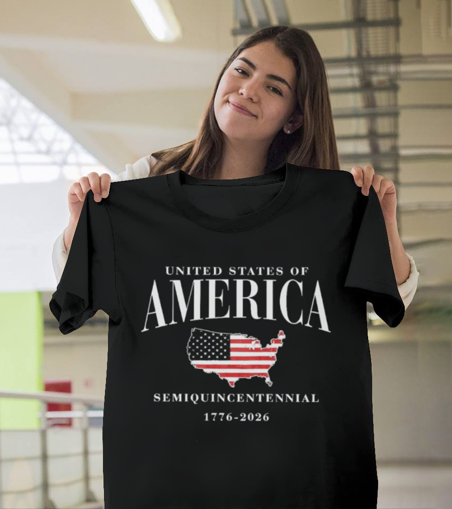 United States Of America Semiquincentennial 1776 2026 With American Flag Map T-Shirt