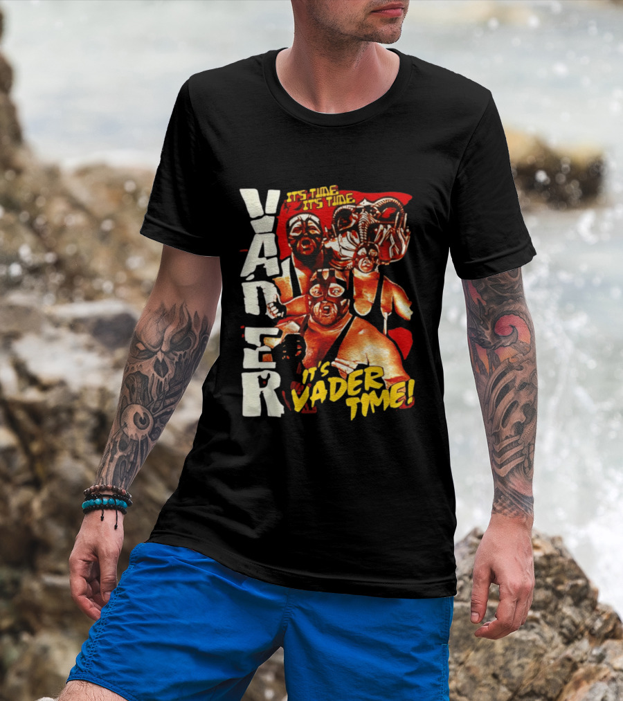 Vader It's Vader Time It's Time Wrestling Mask Collage T-Shirt
