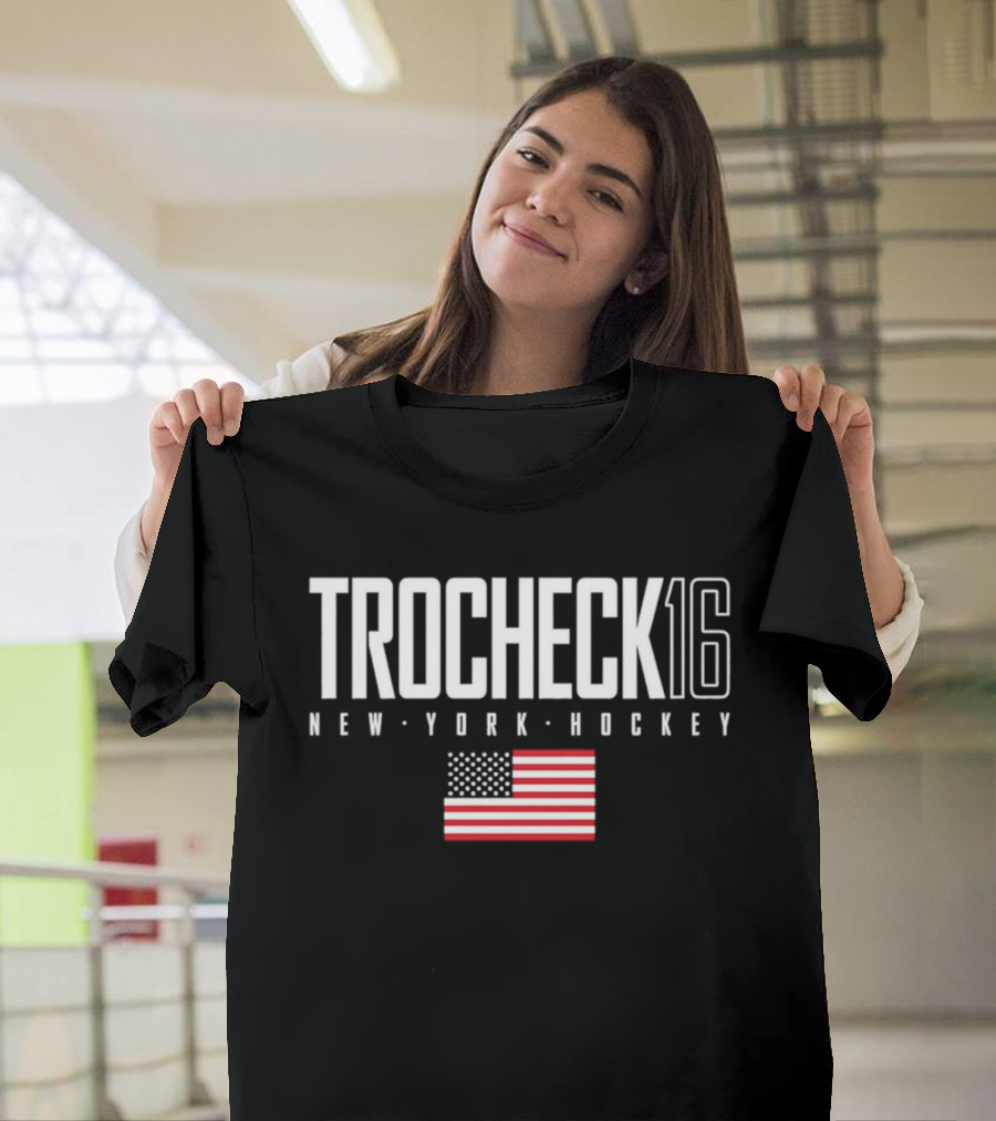 Trocheck 16 New York Hockey USA Flag T-Shirt