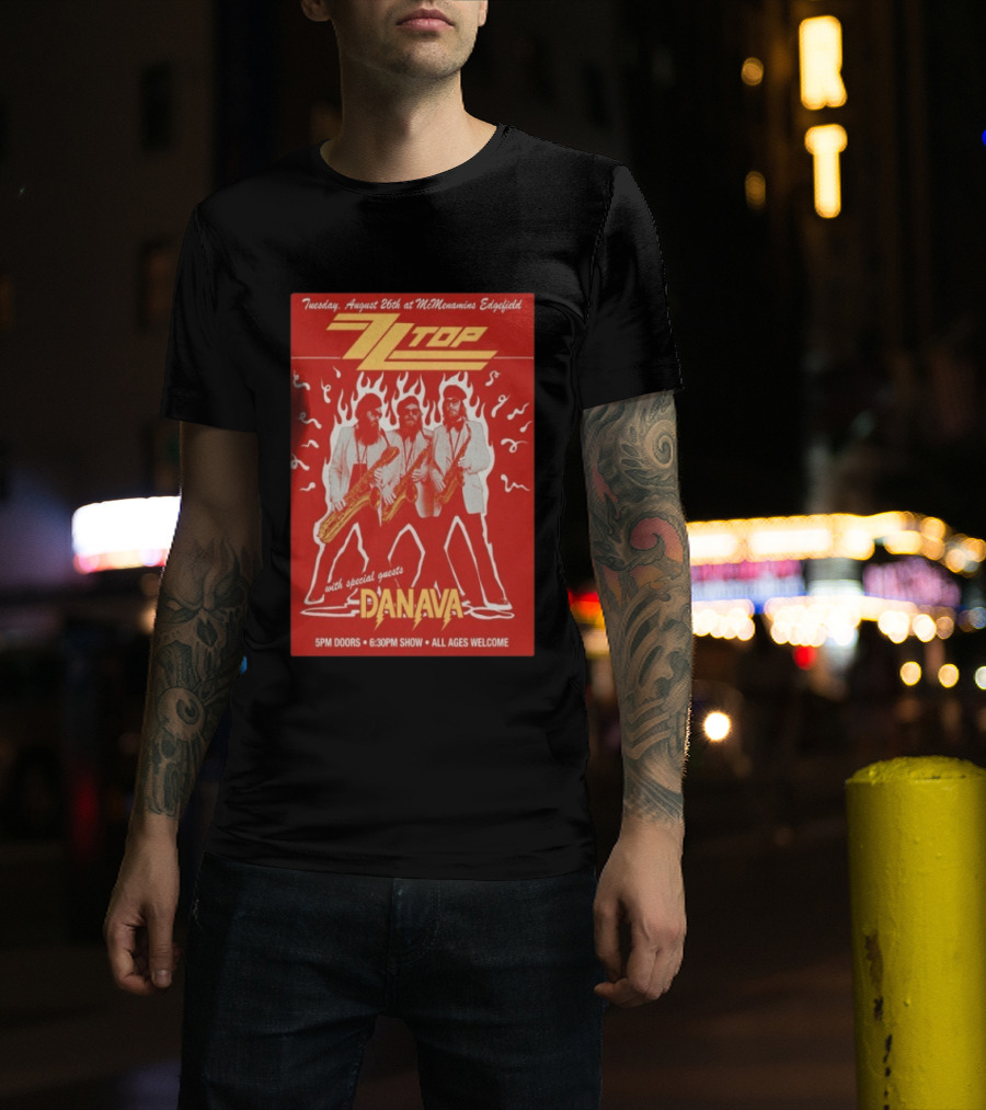 ZZTop Danava Tour McMenamins Edgefield August 26 All Ages Welcome T-Shirt