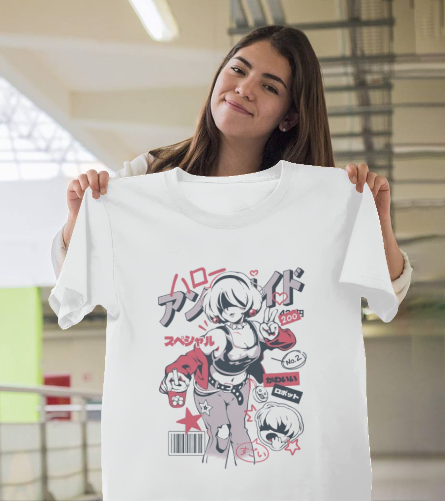 Hello Android No.2 Special Kawaii Robot Waifu Manga Aesthetic T-Shirt