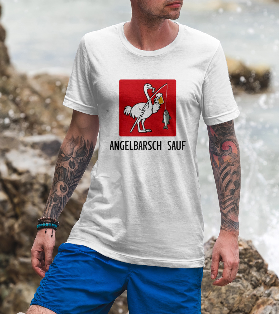 Angelbarsch Sauf Pelican Beer Fish Catching Fun T-Shirt
