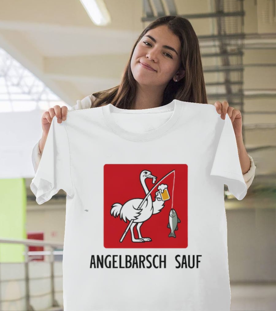Angelbarsch Sauf Pelican Beer Fish Catching Fun T-Shirt
