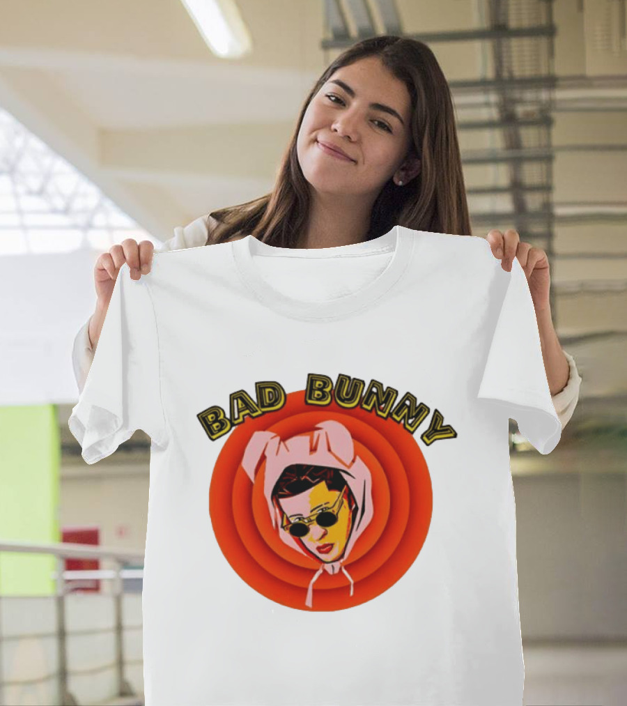 Bad Bunny Style Cartoon Character Image T-Shirt