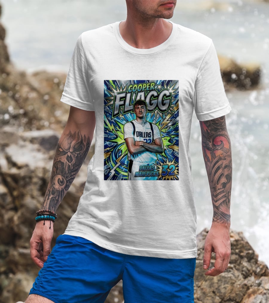 Cooper Flagg Dallas Mavericks 32 Comic T-Shirt