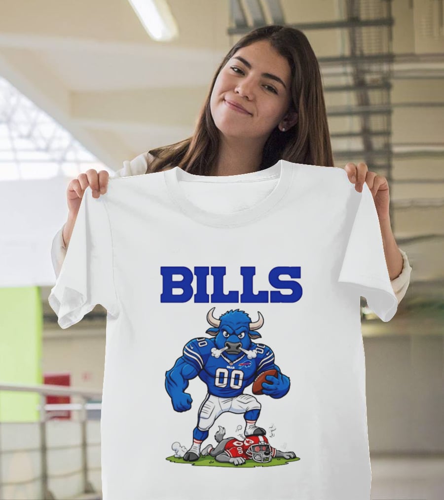 Buffalo Bills Mascot Defeats Kansas City Chiefs Rivalry NFL Football T-Shirt