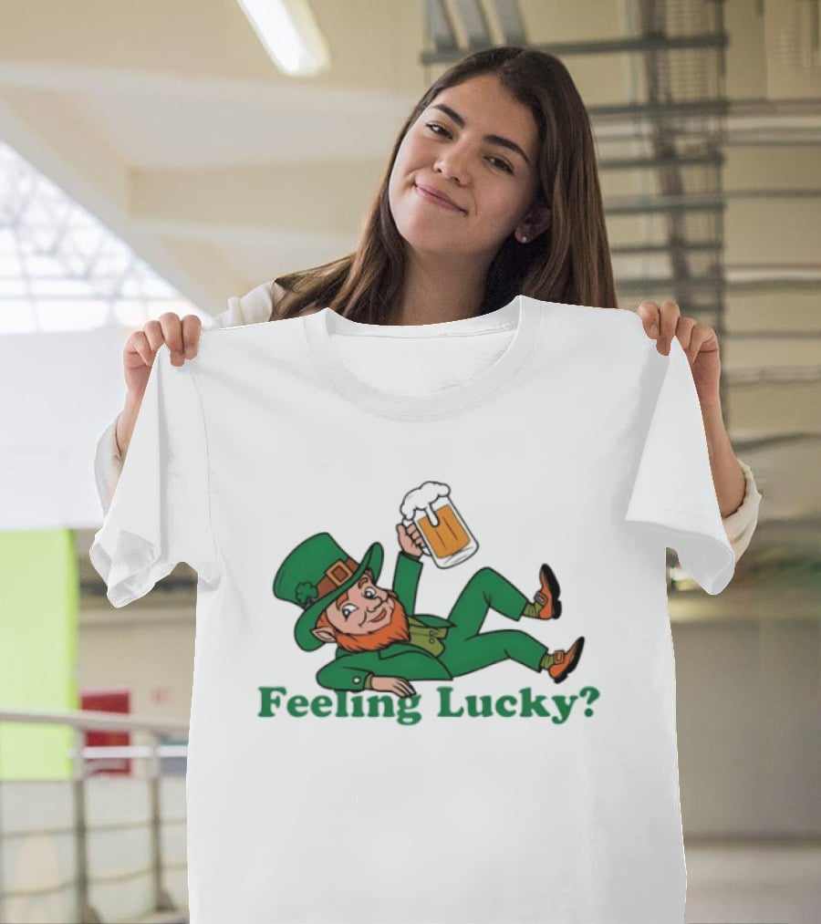 Feeling Lucky Leprechaun With Beer St Patrick's Day T-Shirt