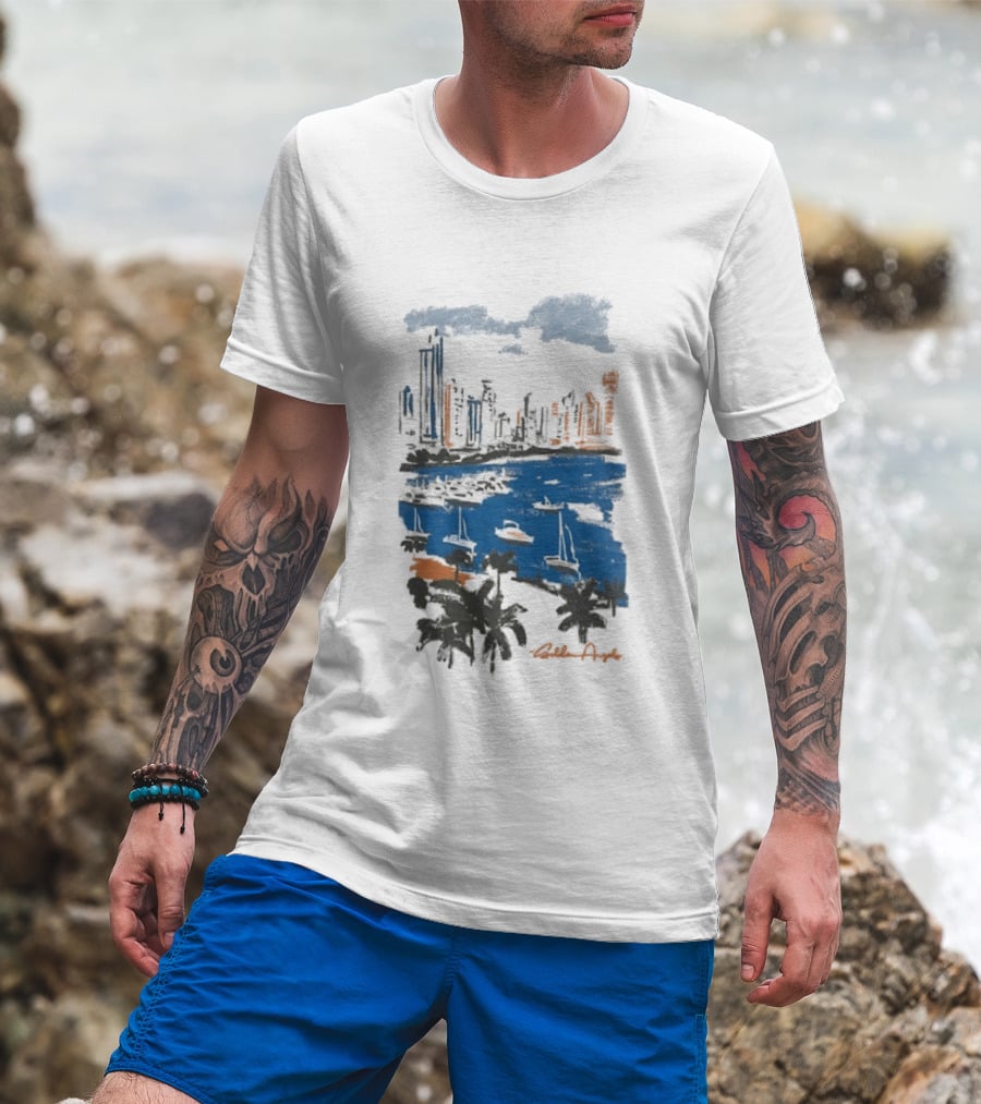 Golden Angels The Bay Yacht Club Scenic Skyline Waterfront T-Shirt