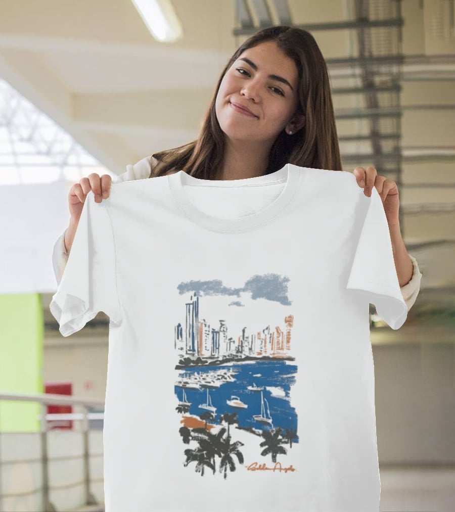 Golden Angels The Bay Yacht Club Scenic Skyline Waterfront T-Shirt