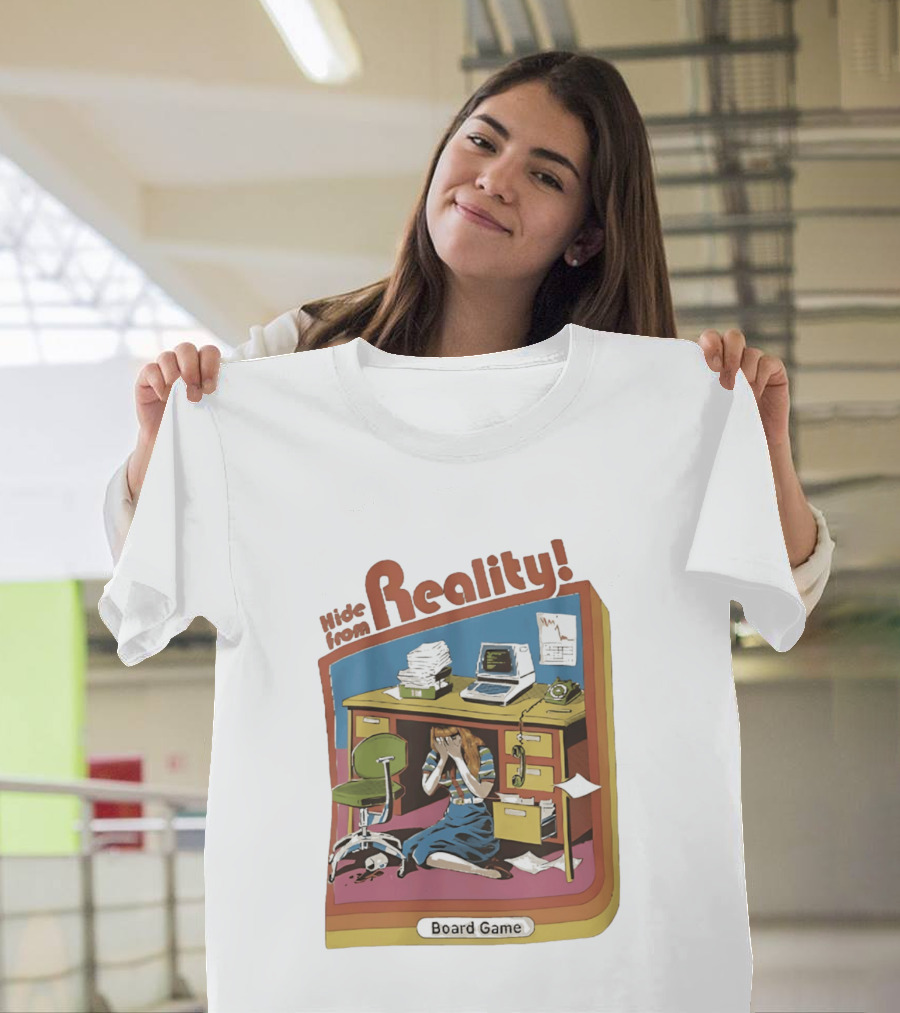 Hide From Reality Retro Office Board Game Escape T-Shirt