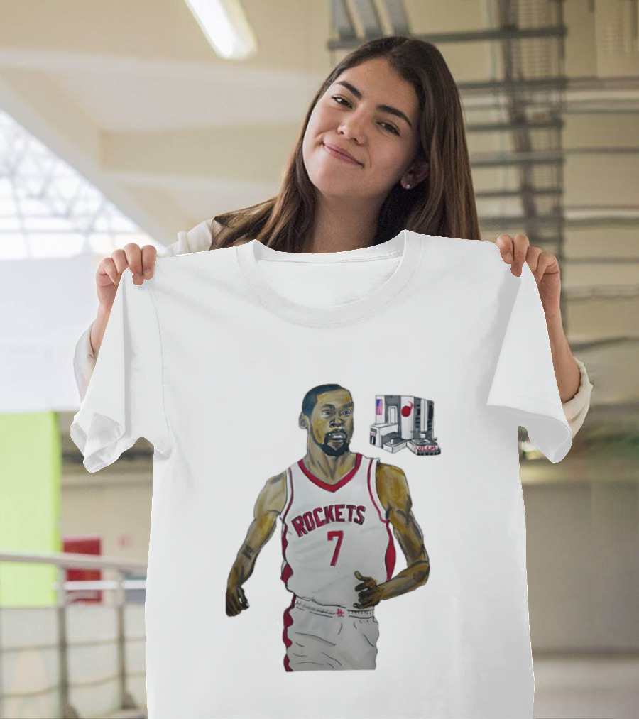 Houston Rockets 7 KD Illustration With Space Shuttle T-Shirt