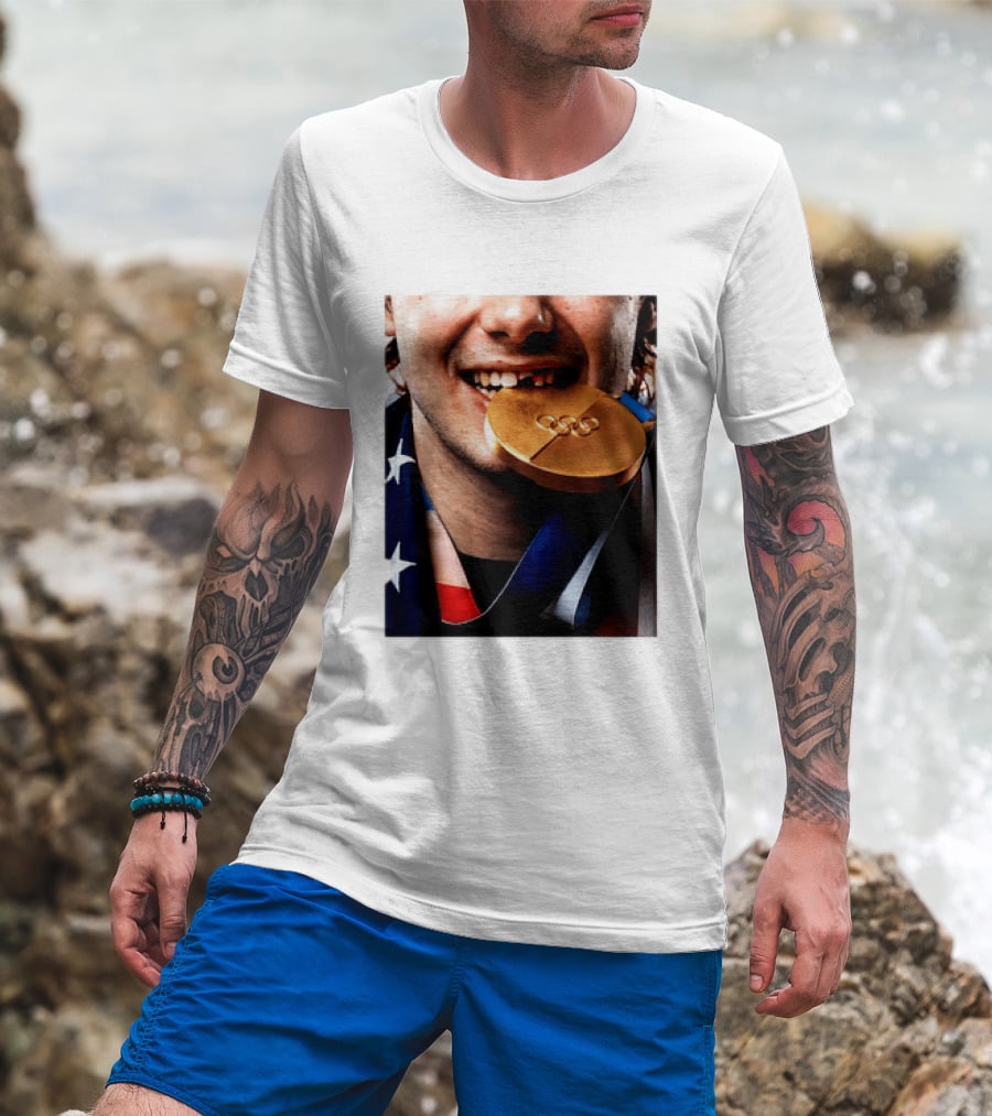 Jack Hughes Teeth Gold Medal 2026 Milano Cortina Winter Olympics T-Shirt