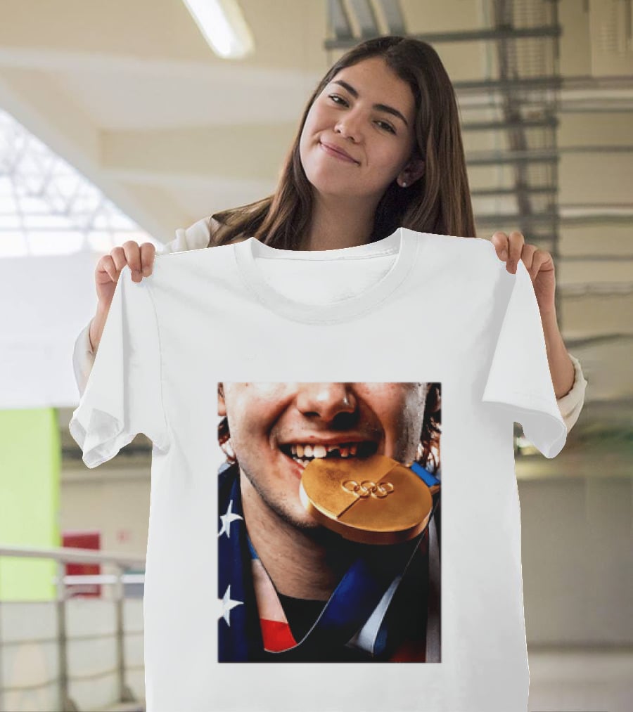 Jack Hughes Teeth Gold Medal 2026 Milano Cortina Winter Olympics T-Shirt