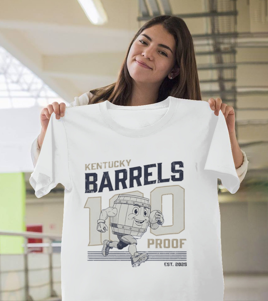 Kentucky Barrels 100 Proof Football Est 2025 T-Shirt
