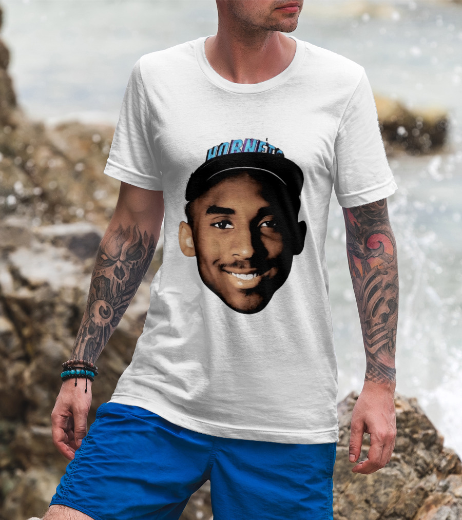 Kobe Bryant Draft Day Hornets Cap Big Face T-Shirt