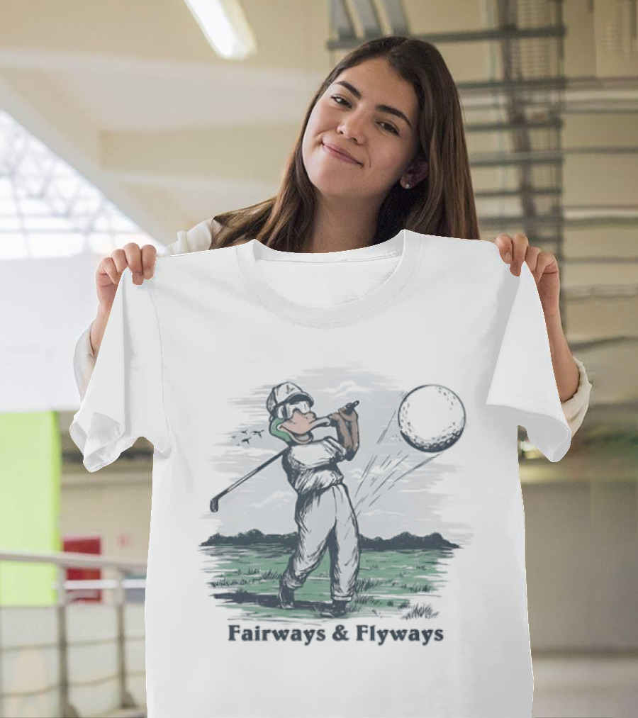 Mallard Duck Golf Swing Fairways And Flyways Moonlit Scene T-Shirt