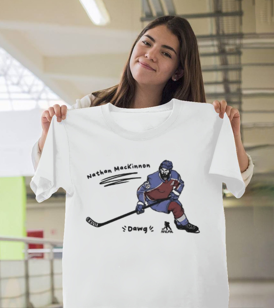 Nathan MacKinnon Colorado Avalanche Dawg Skating Cartoon T-Shirt