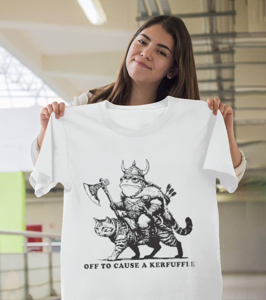 Off To Cause A Kerfuffle Viking And Cat Adventure T-Shirt