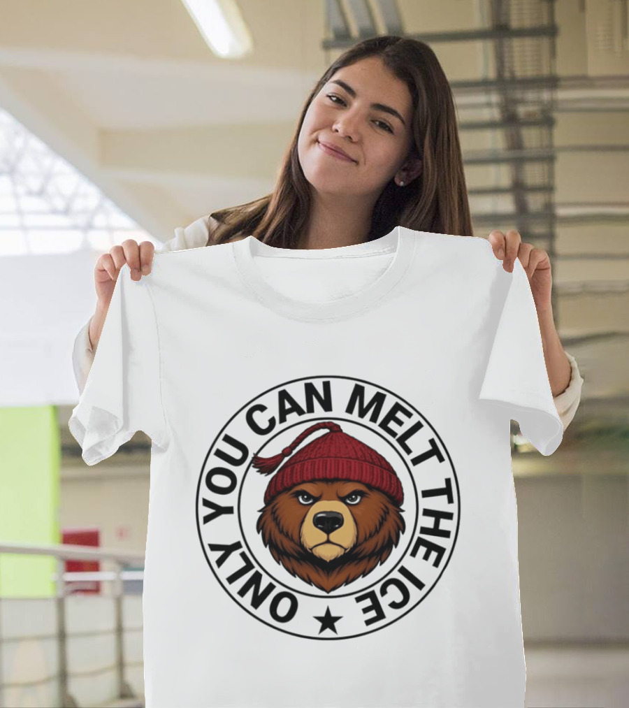 Only You Can Melt The Ice Bear Face Red Beanie T-Shirt