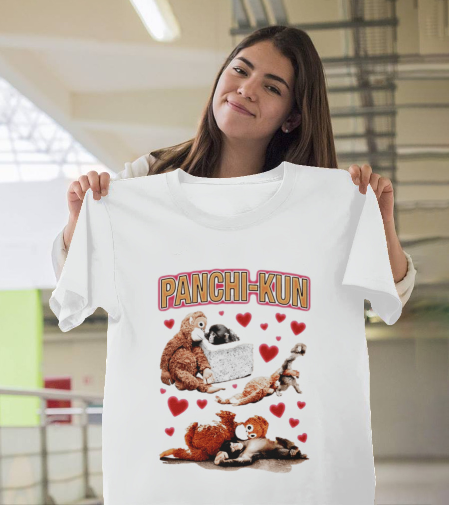 Panchi Kun Monkey Plush Love Hearts T-Shirt
