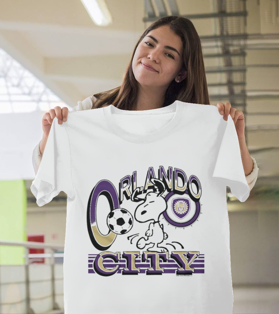 Peanuts Snoopy Orlando City Soccerball Logo Cartoon Collaboration T-Shirt